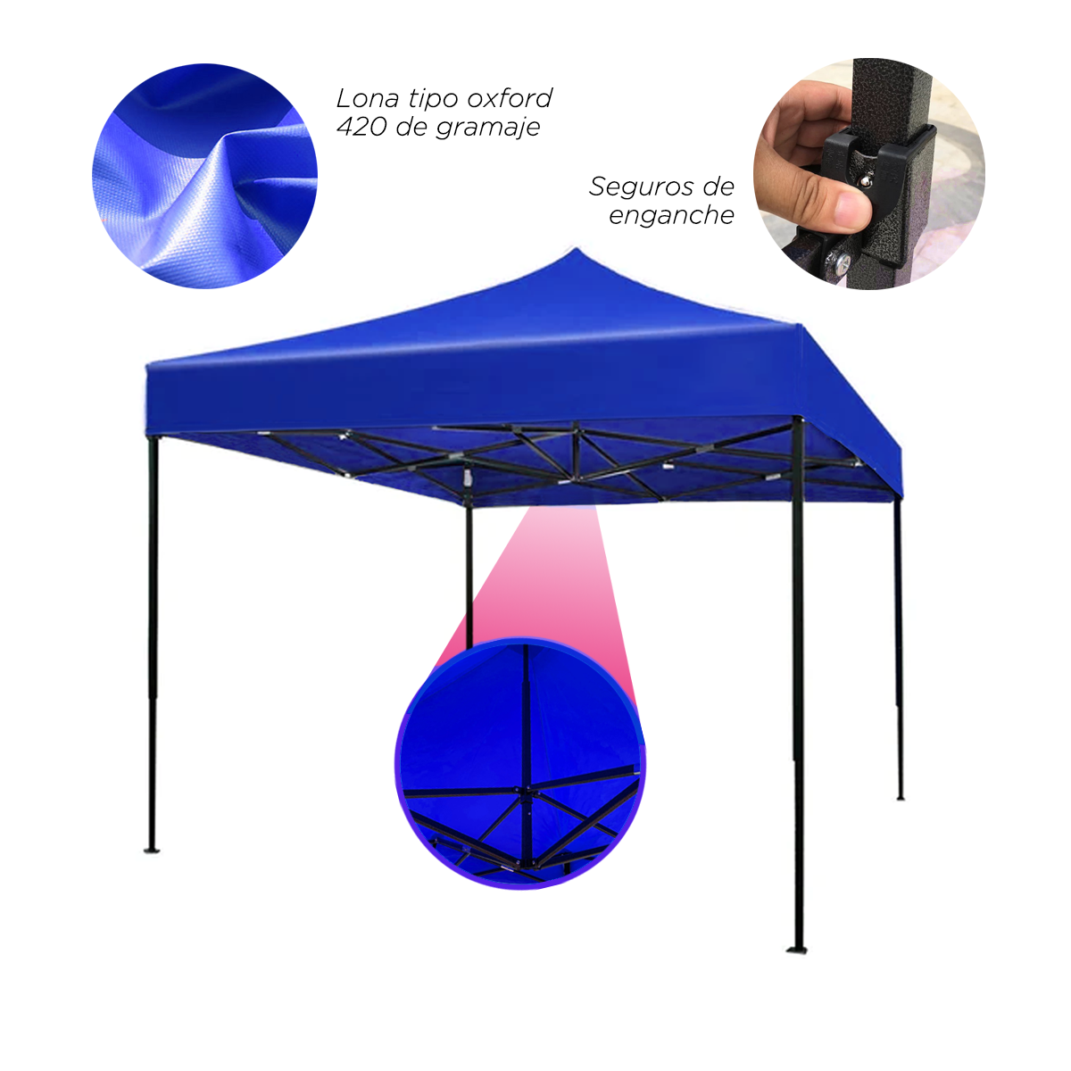 Toldo Carpa Plegable Azul 3x3 Plegable Impermeable Reforzado VANLIG