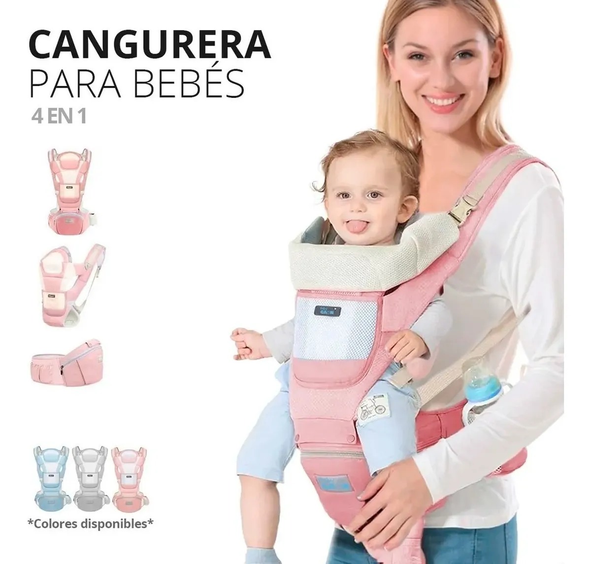 Portabebés, portabebés para recién nacidos a niños pequeños, portabebés  transpirable y manos libres, portabebés ajustables (rosa)