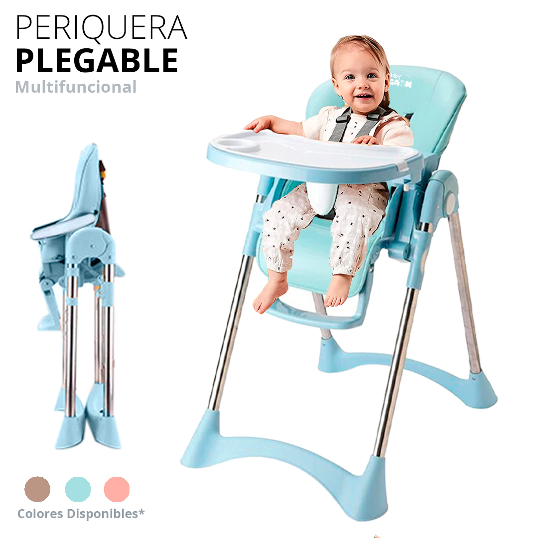 Silla Periquera Bebe Alta Plegable Para Comer Con Charola