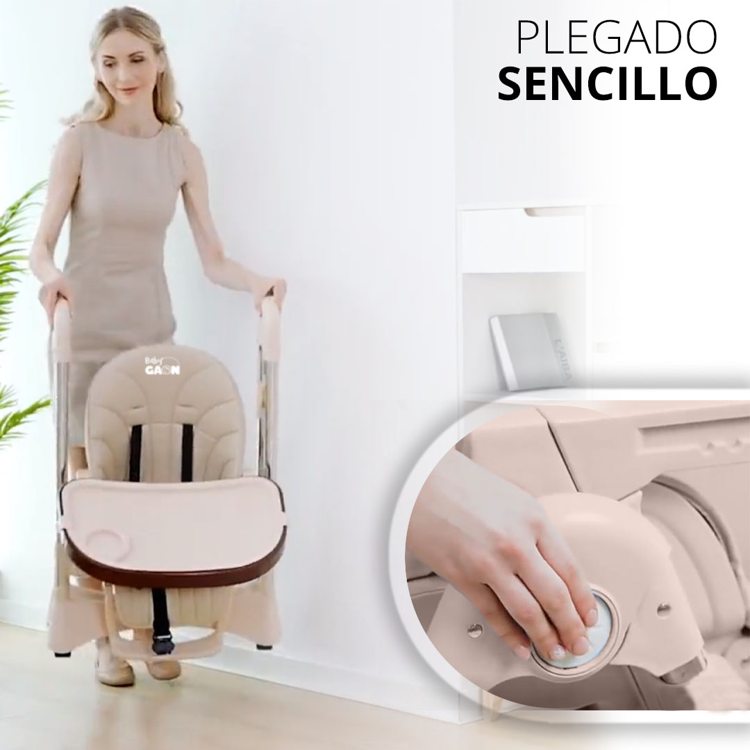 Silla Periquera Bebe Alta Plegable Para Comer Con Charola Gaon