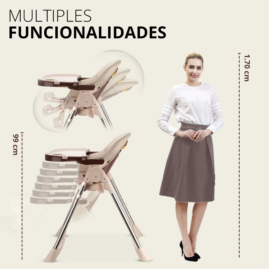 Silla Periquera Bebe Alta Plegable Para Comer Con Charola Gaon