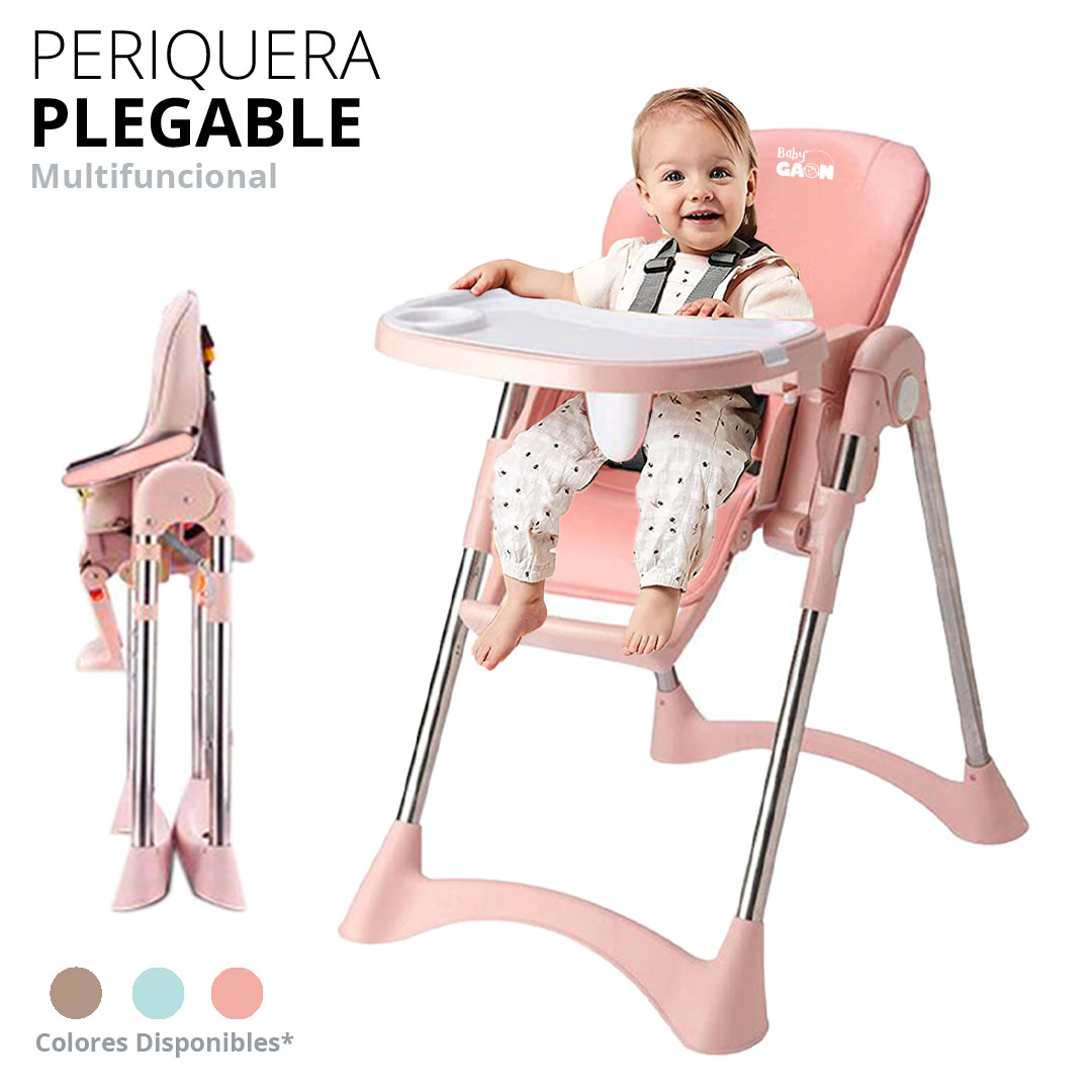 Silla Periquera Alta Para Bebe Plegable Para Comer Con Charola