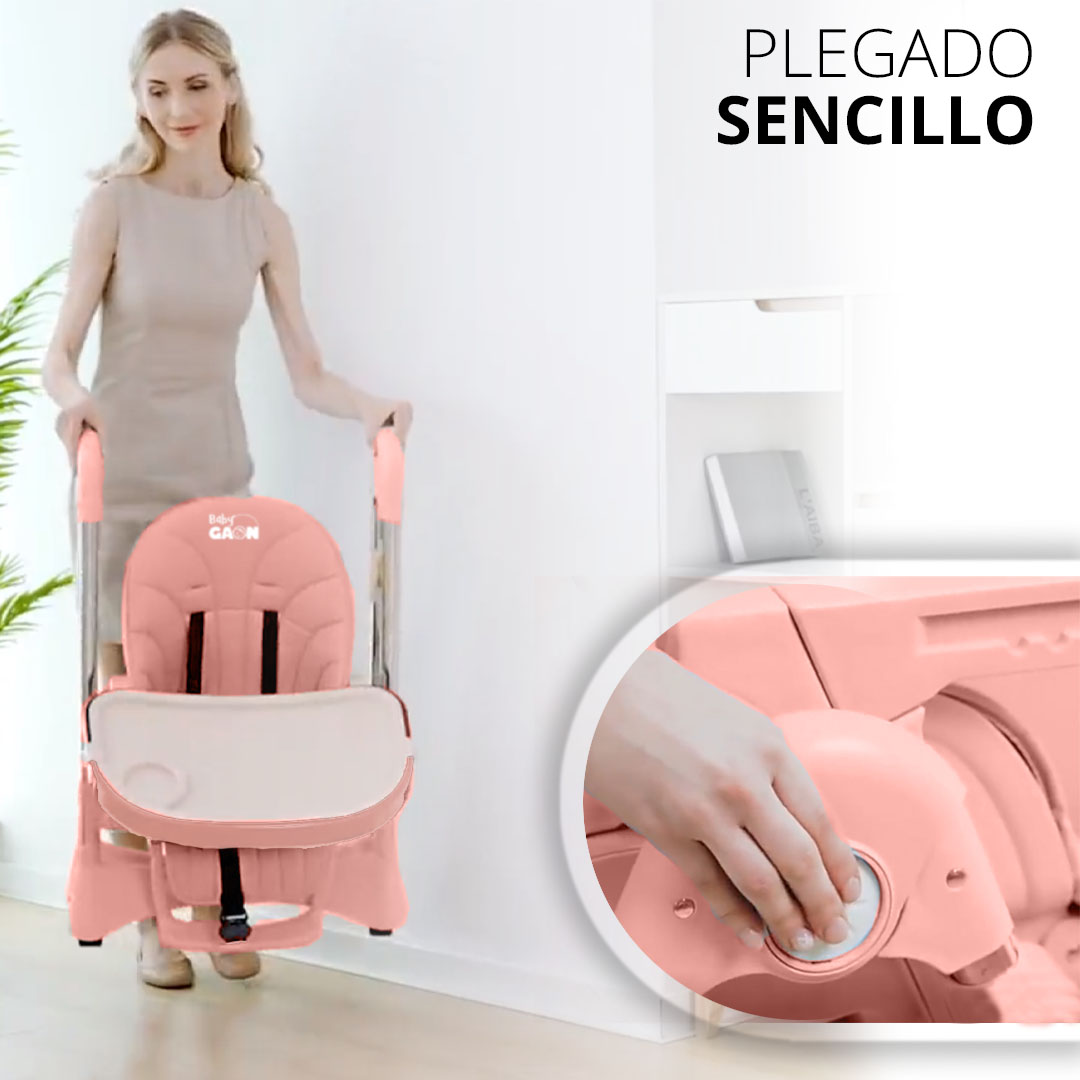 Silla Periquera Alta Para Bebe Plegable Para Comer Con Charola