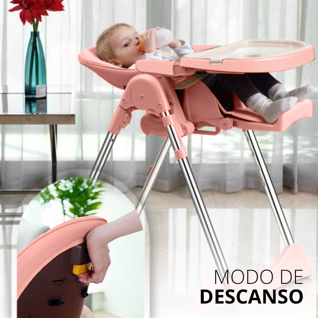 Silla Periquera Alta Para Bebe Plegable Para Comer Con Charola