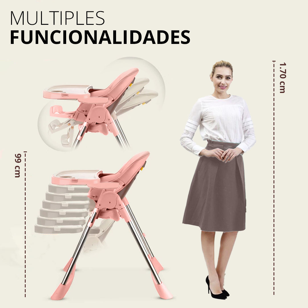 Silla Periquera Alta Para Bebe Plegable Para Comer Con Charola