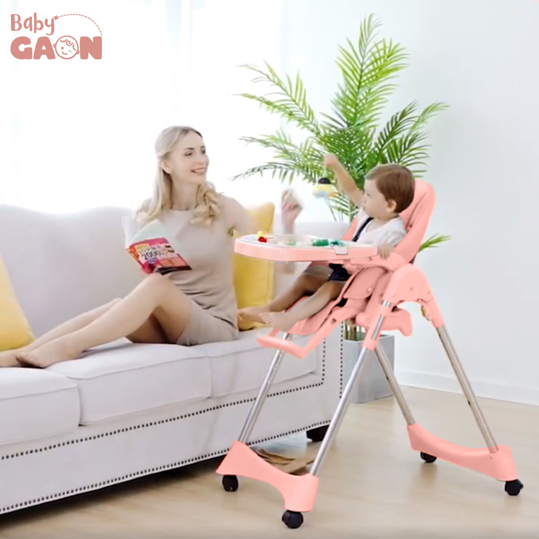 Silla Periquera Alta Para Bebe Plegable Para Comer Con Charola