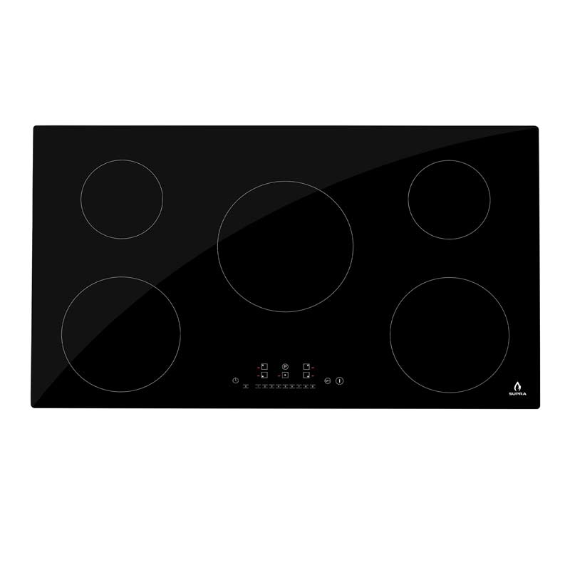 Parrilla de inducción magnética 5 zonas cristal templado negro SUPRA 5Q-IN 