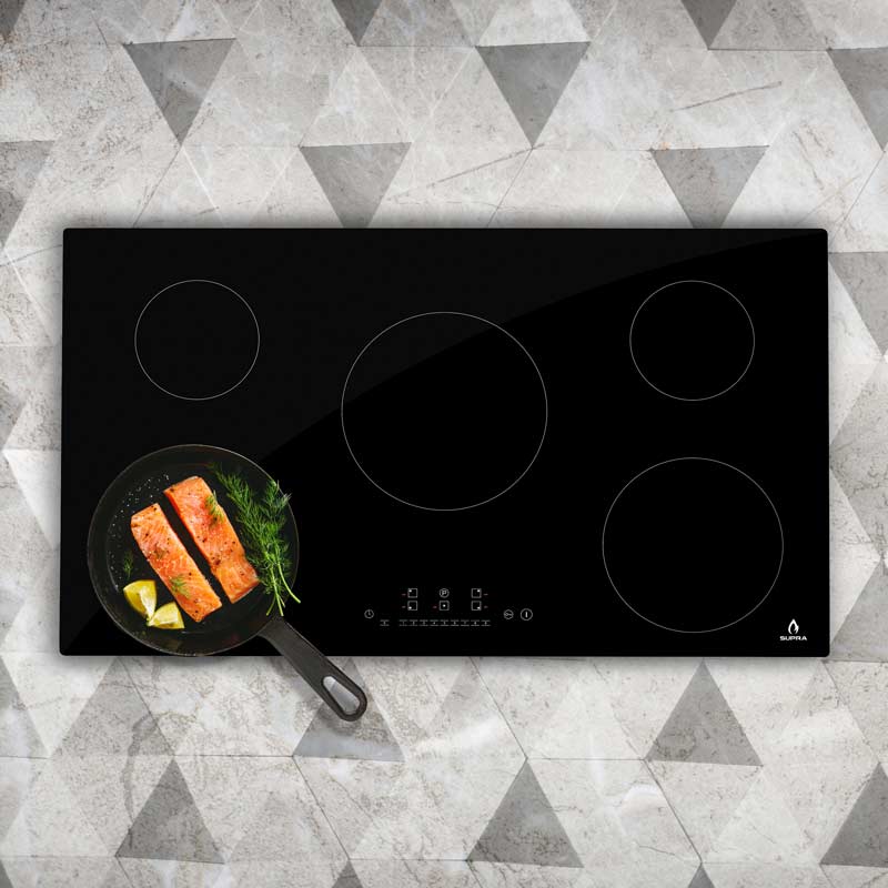 Parrilla de inducción magnética 5 zonas cristal templado negro SUPRA 5Q-IN 