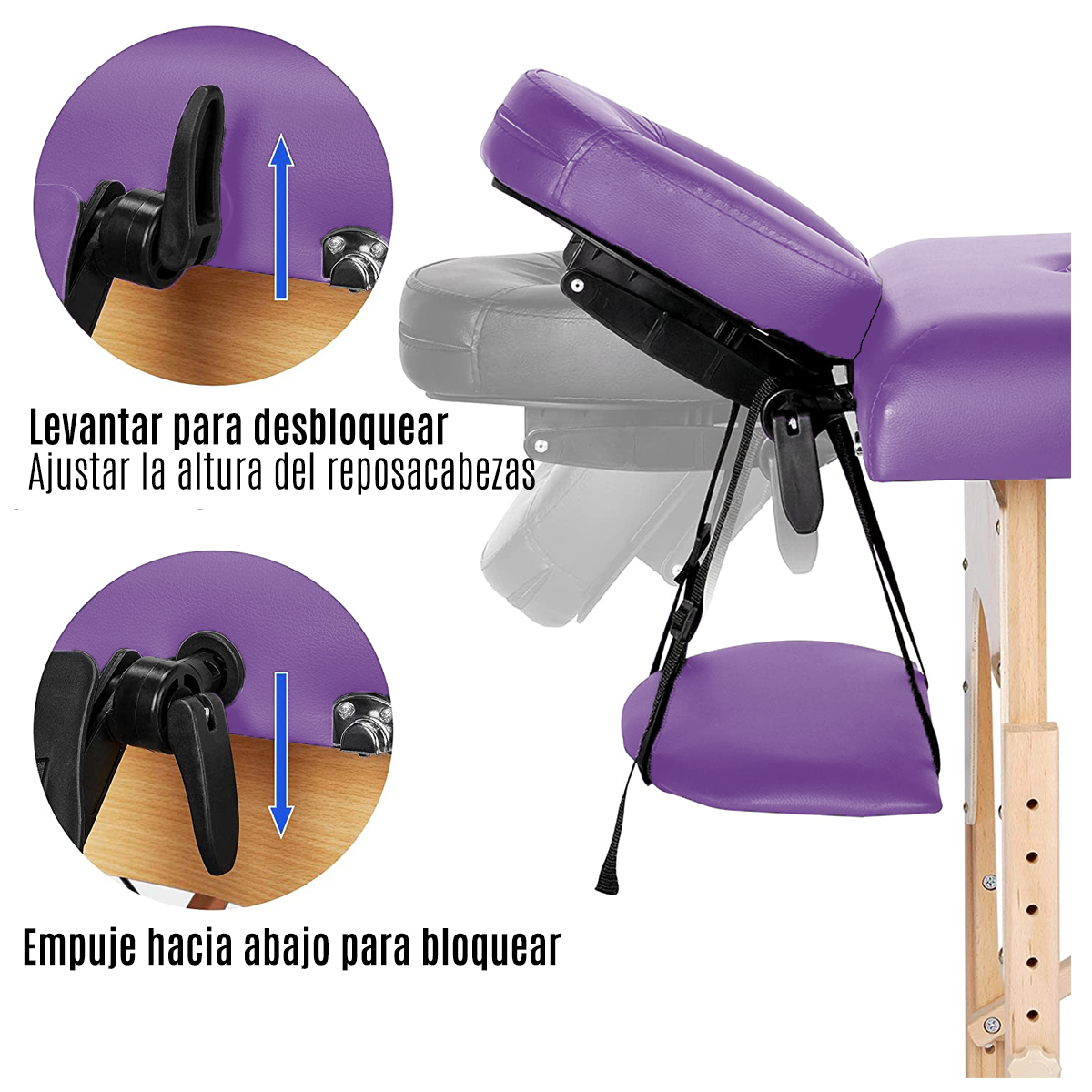 Camilla Plegable Morada De Masajes Portátil Spa Tattoo Madera Tatuajes Uñas Belleza      