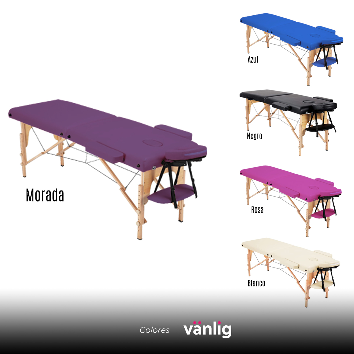 Camilla Plegable Morada De Masajes Portátil Spa Tattoo Madera Tatuajes Uñas Belleza      