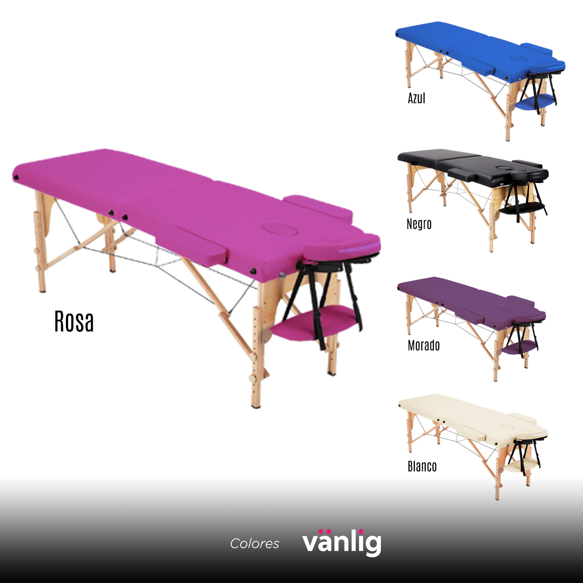 Camilla Plegable Rosa De Masajes Portátil Spa Tattoo Madera Tatuajes Uñas Belleza   