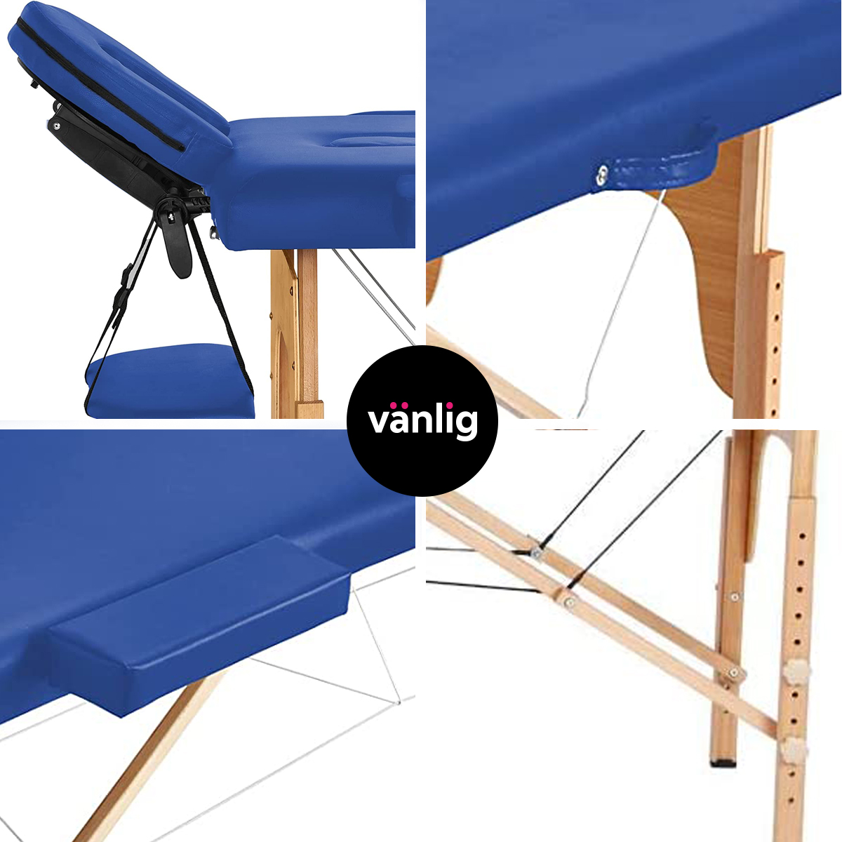 Camilla Plegable Azul De Masajes Portátil Spa Tattoo Madera Tatuajes Uñas Belleza         