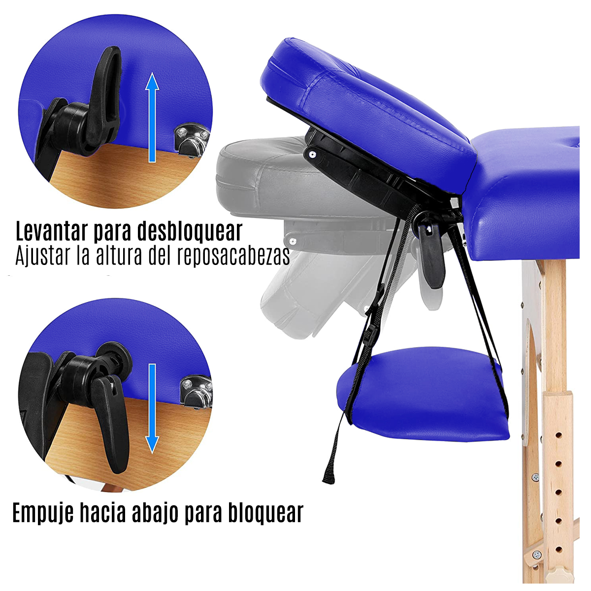 Camilla Plegable Azul De Masajes Portátil Spa Tattoo Madera Tatuajes Uñas Belleza         