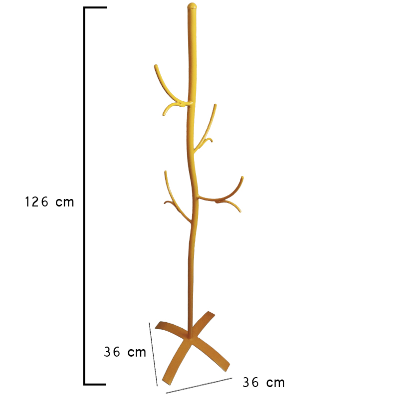 Perchero de piso en forma de rama de 4 ganchos Amarillo