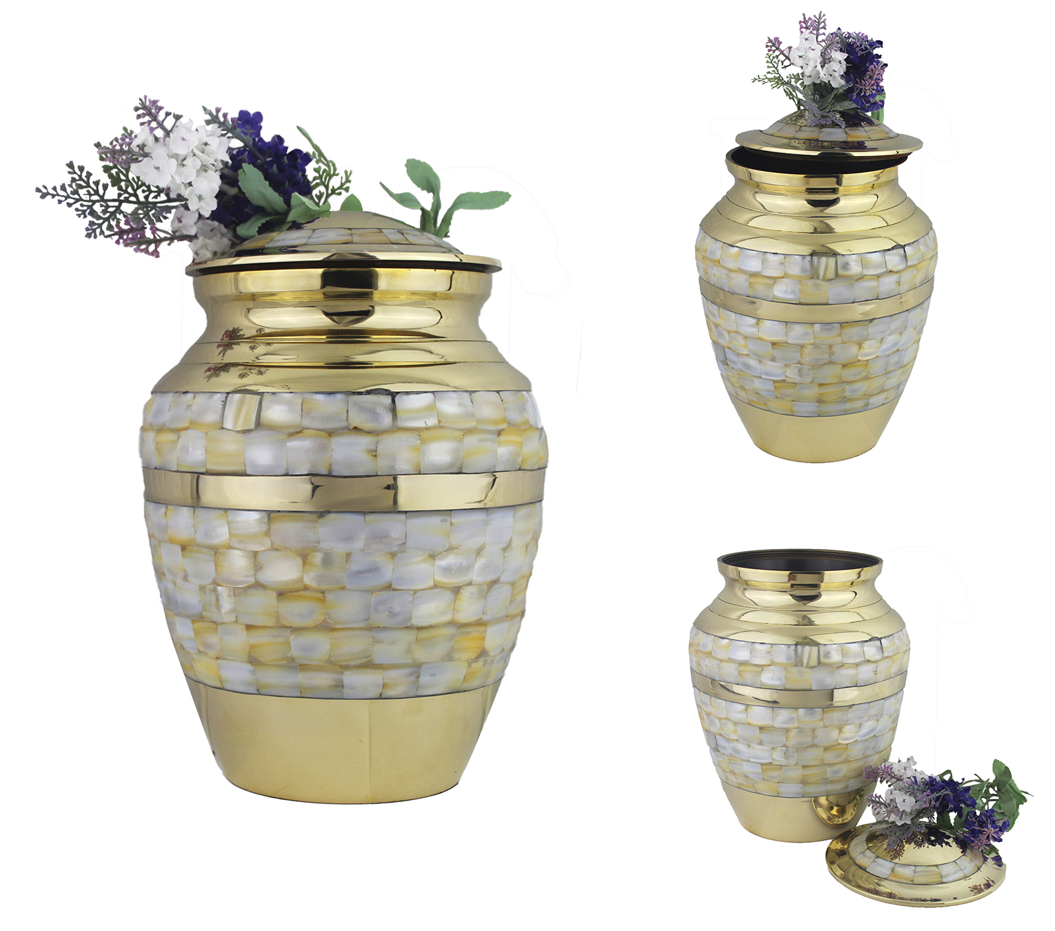 Urna Funeraria para Cenizas de Cremación para Adulto Urna de Laton Elegante con MadrePerla