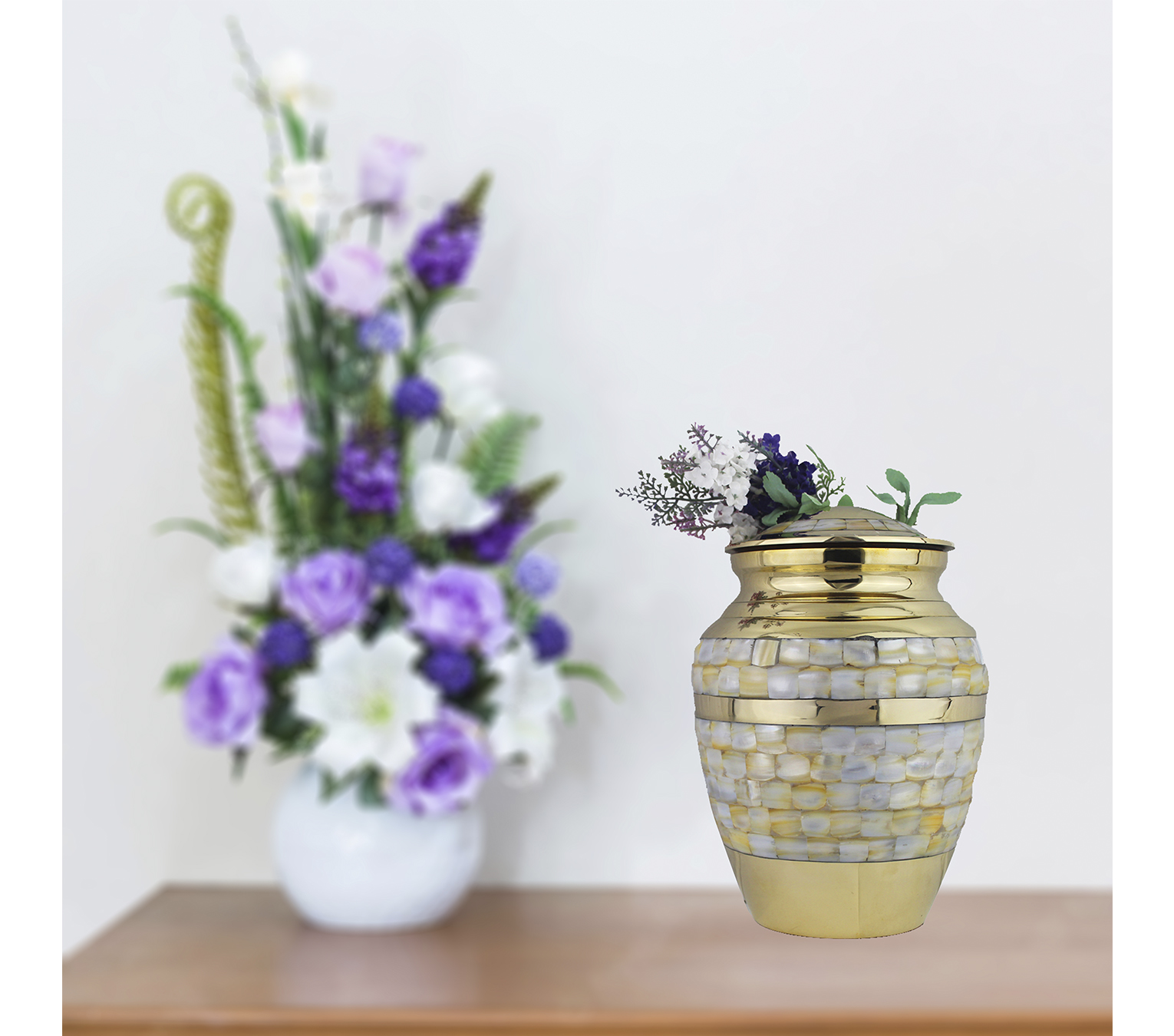 Urna Funeraria para Cenizas de Cremación para Adulto Urna de Laton Elegante con MadrePerla