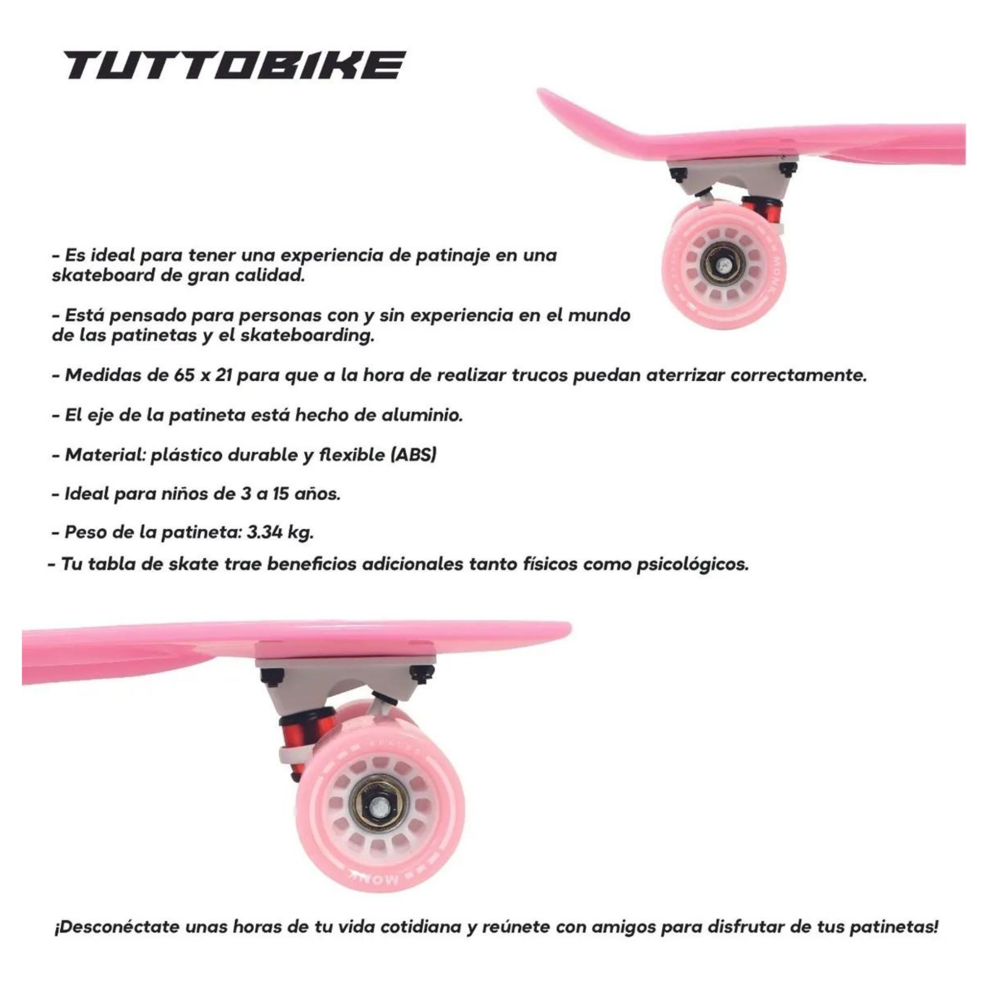 Patineta Cruiser Tipo Penny Classic 27 Rosa