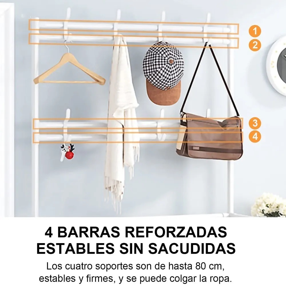 Multifunción Zapatero Perchero Y Sombrerero Blanco