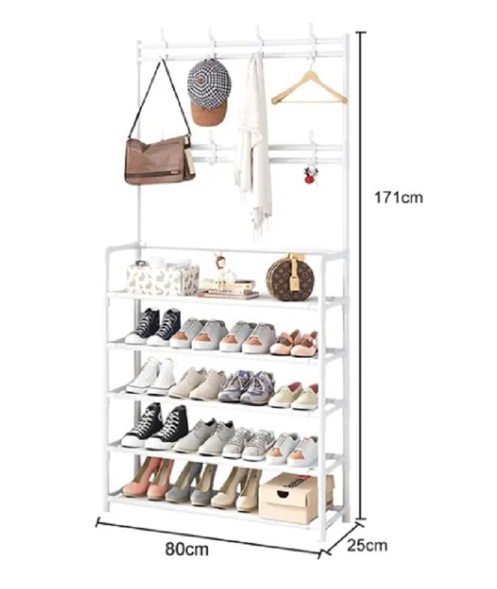 Multifunción Zapatero Perchero Y Sombrerero Blanco