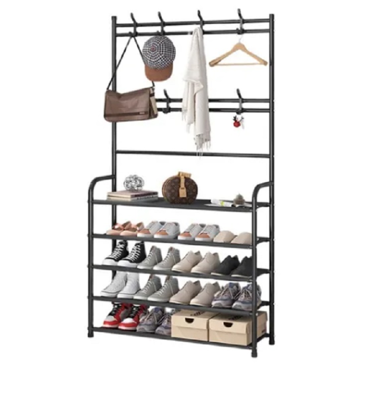 Multifunción Zapatero Perchero Y Sombrerero Negro