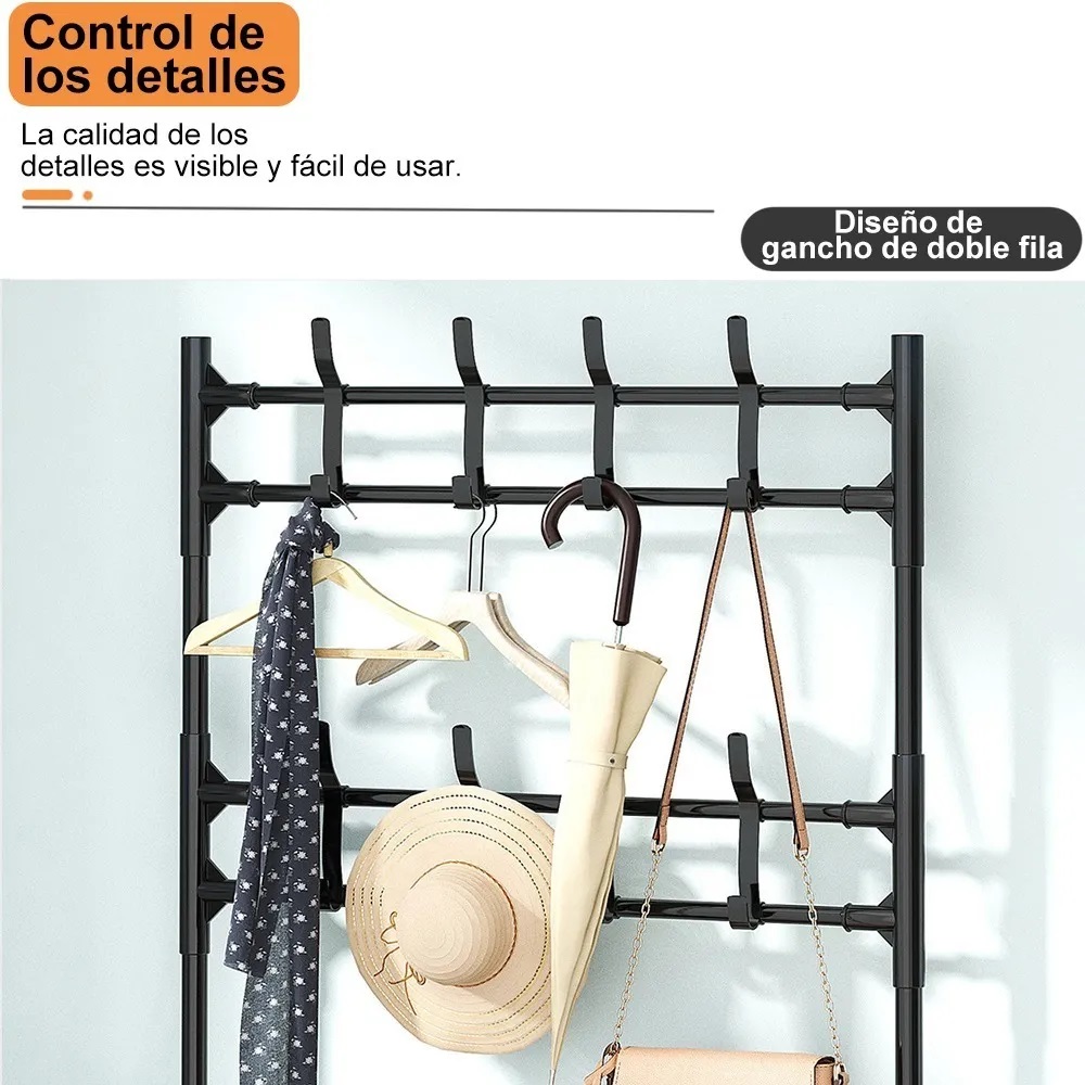 Multifunción Zapatero Perchero Y Sombrerero Negro