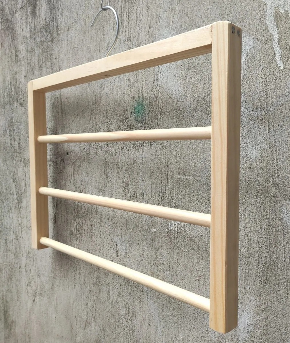 3 Ganchos Para Ropa Pantalon De Madera
