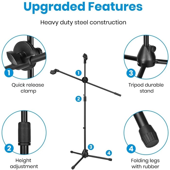 Pedestales Tripie Atril Doble Para  Microfono Profesional