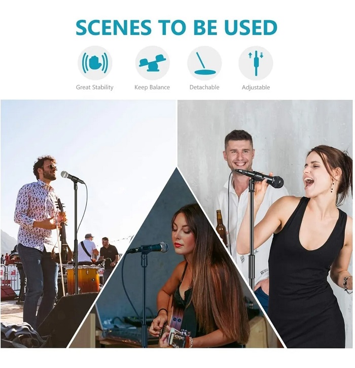 Pedestales Tripie Atril Doble Para  Microfono Profesional