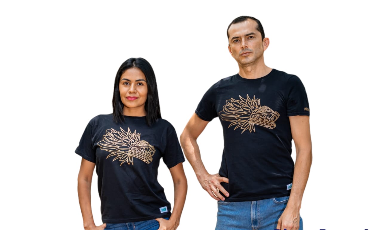 Playera Negra México Quetzalcóatl Dorado
