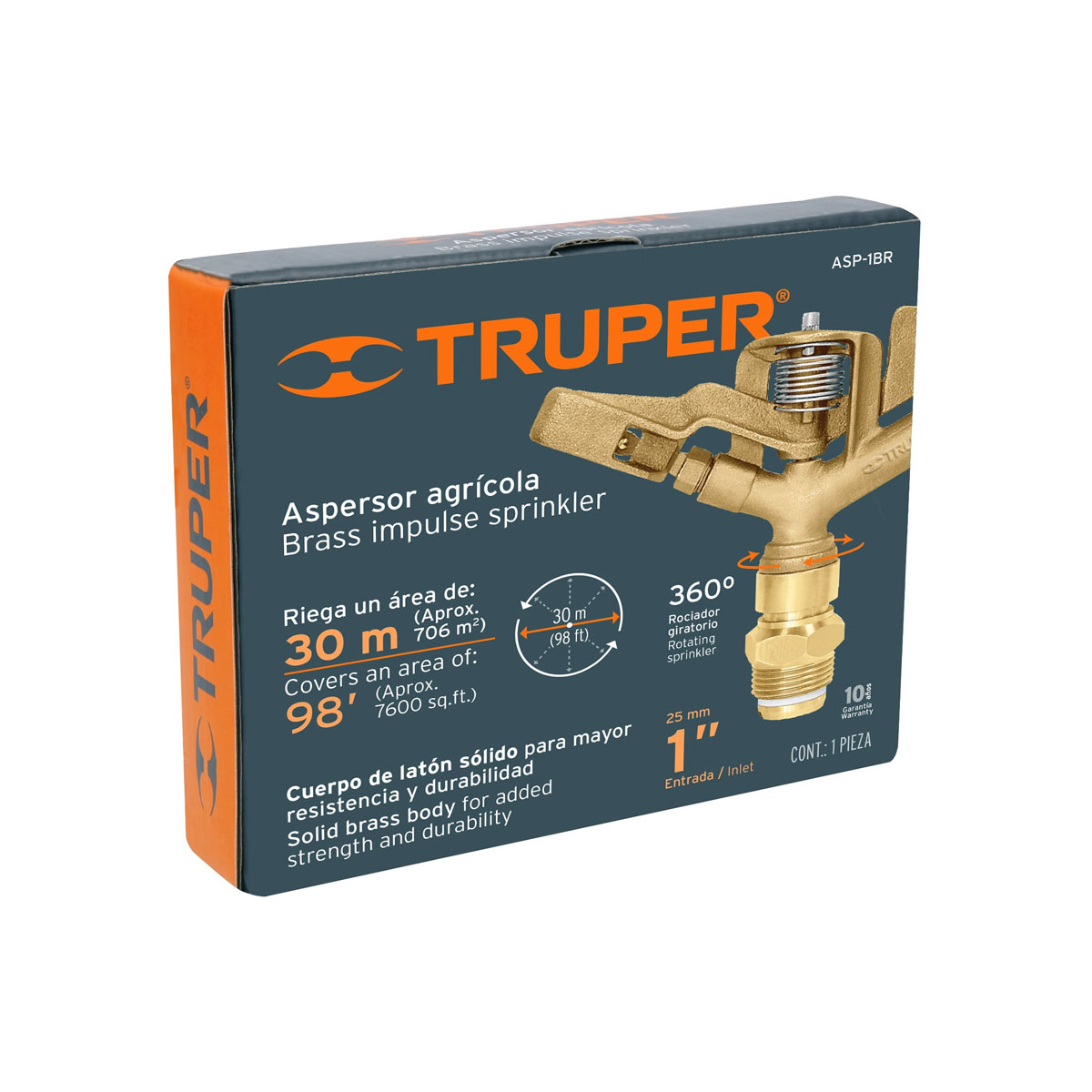 Aspersor metálico para riego grado agrícola 1" Truper