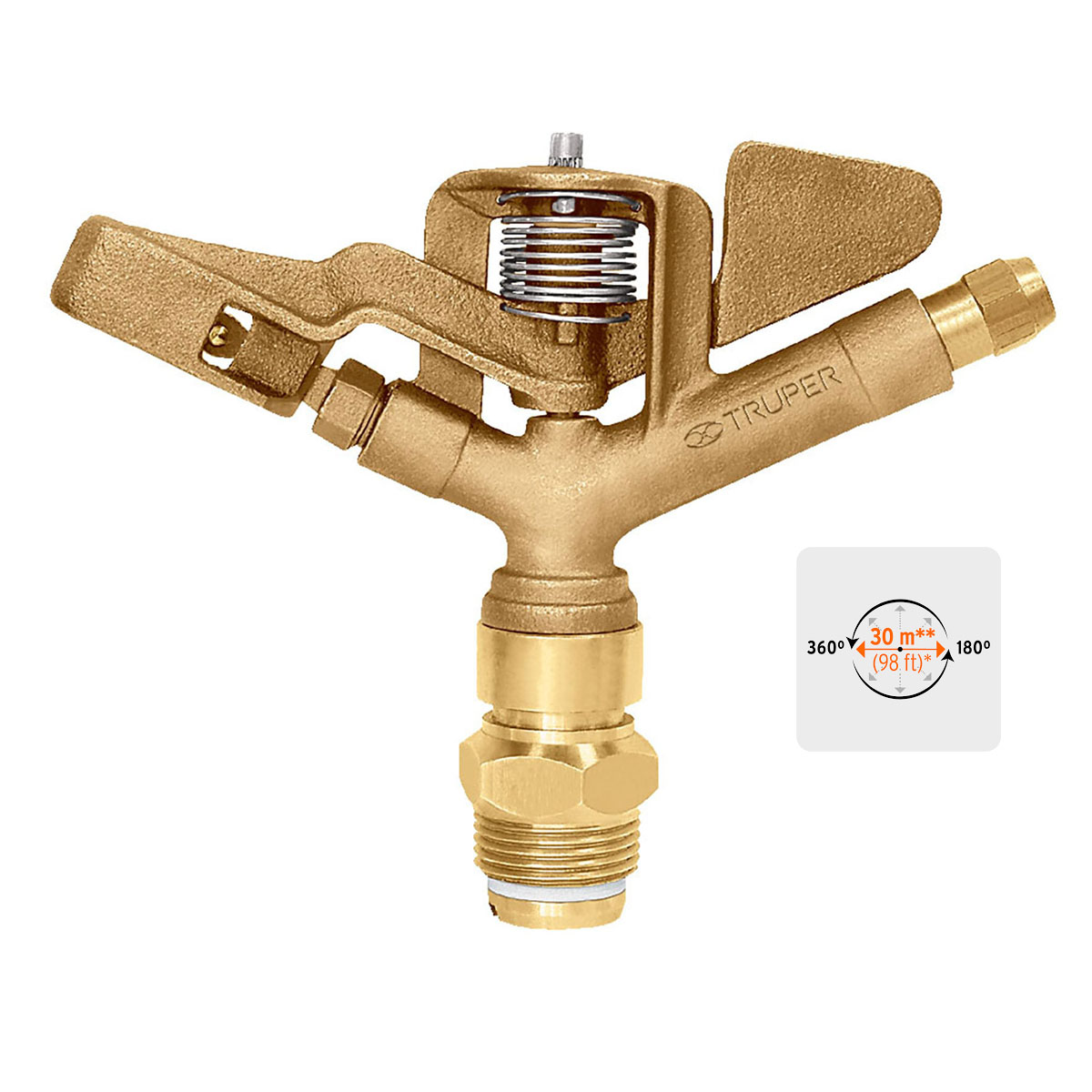 Aspersor metálico para riego grado agrícola 1" Truper