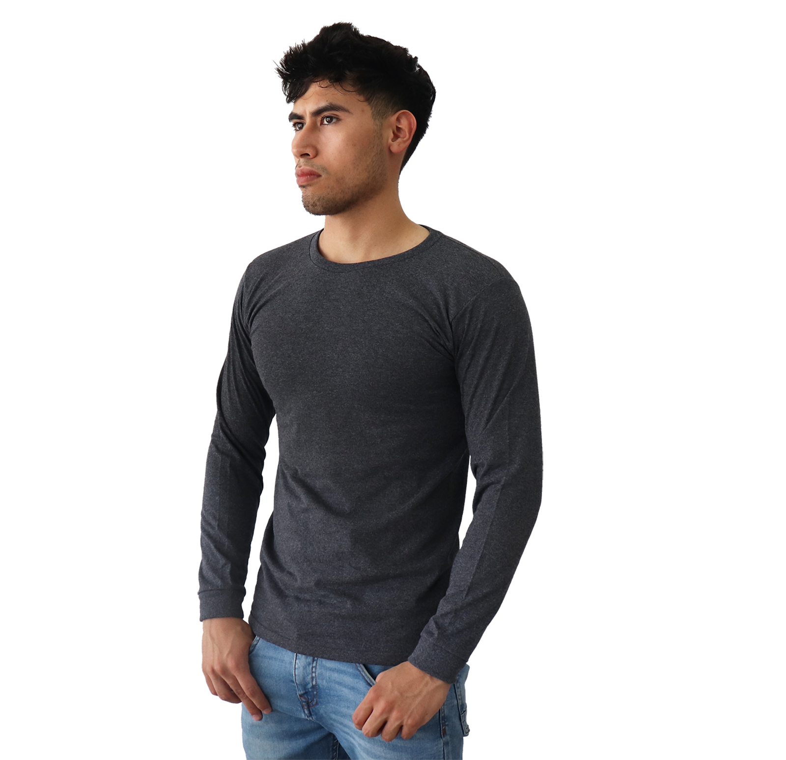 Suéter de manga larga para hombre  Essentials, 100% algodón, cuello  redondo