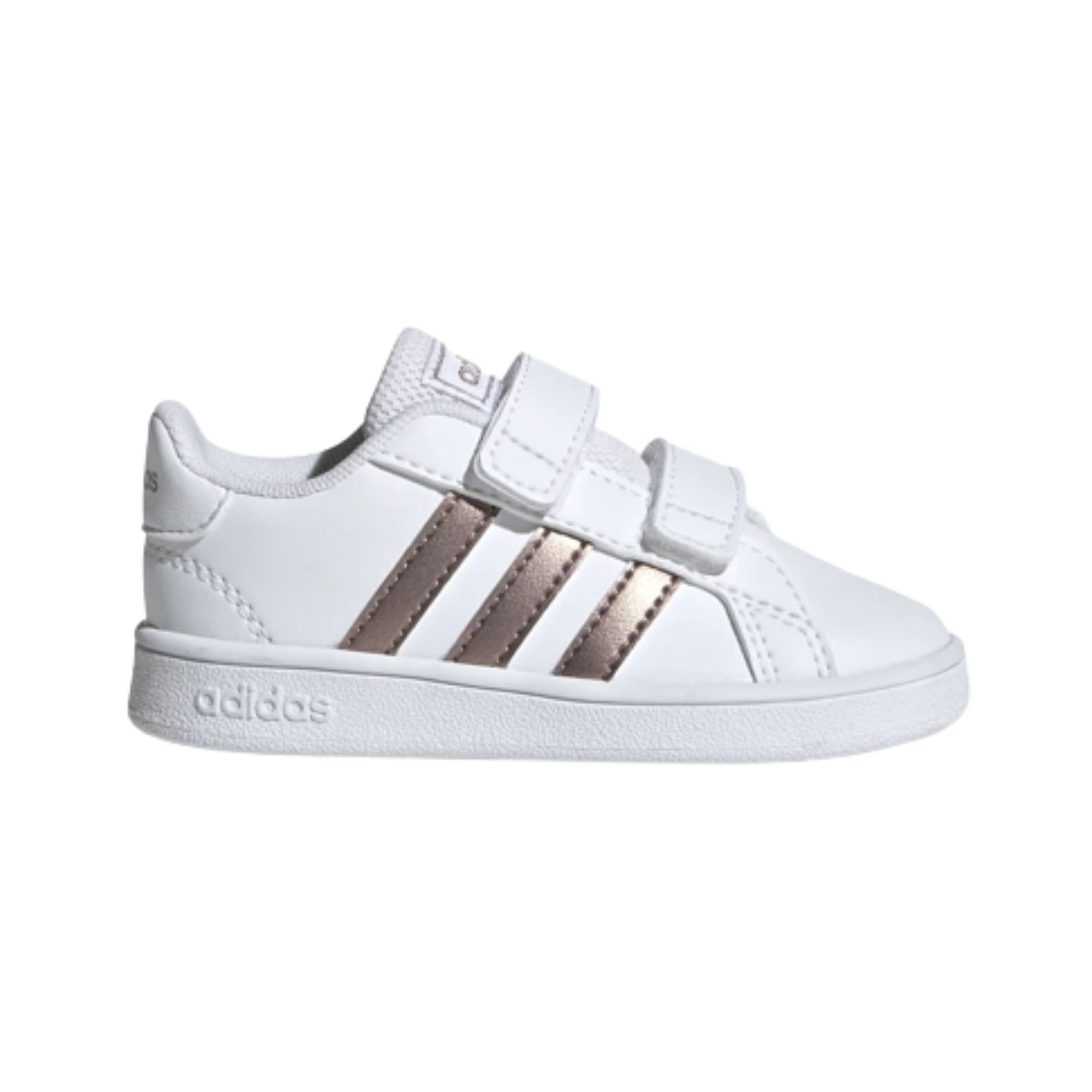 Tenis Adidas Grand Court Bebé Blanco con Dorado Originales EF0116