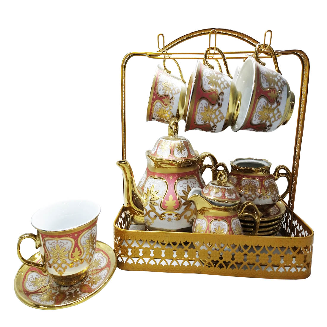 Juego De Tazas Cafe Té Vintage 16 Piezas Grande Cerámica