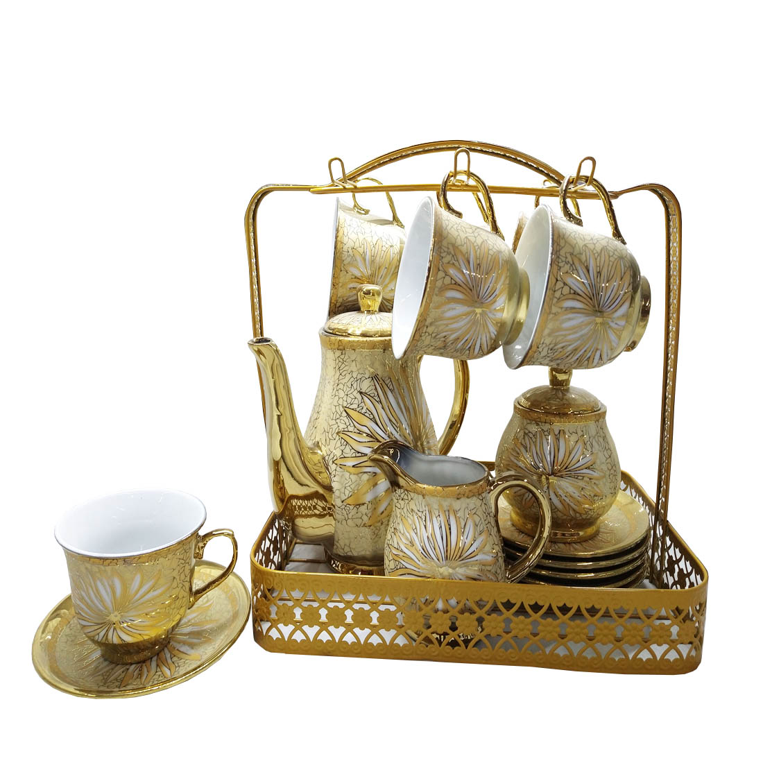 Juego De Tazas Cafe Té Vintage 16 Piezas Grande Cerámica