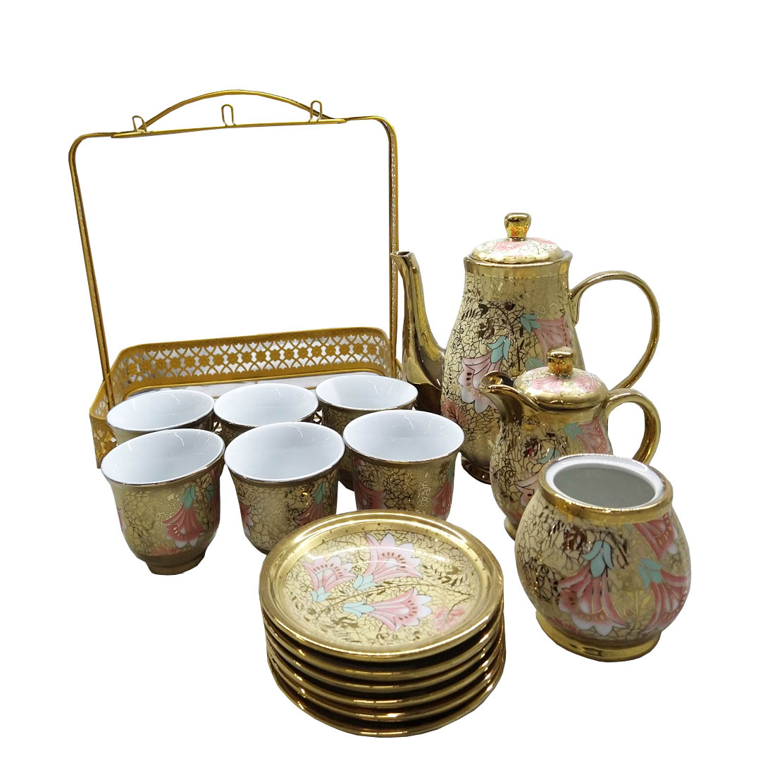 Juego De Tazas Cafe Té Vintage 16 Piezas Grande Cerámica