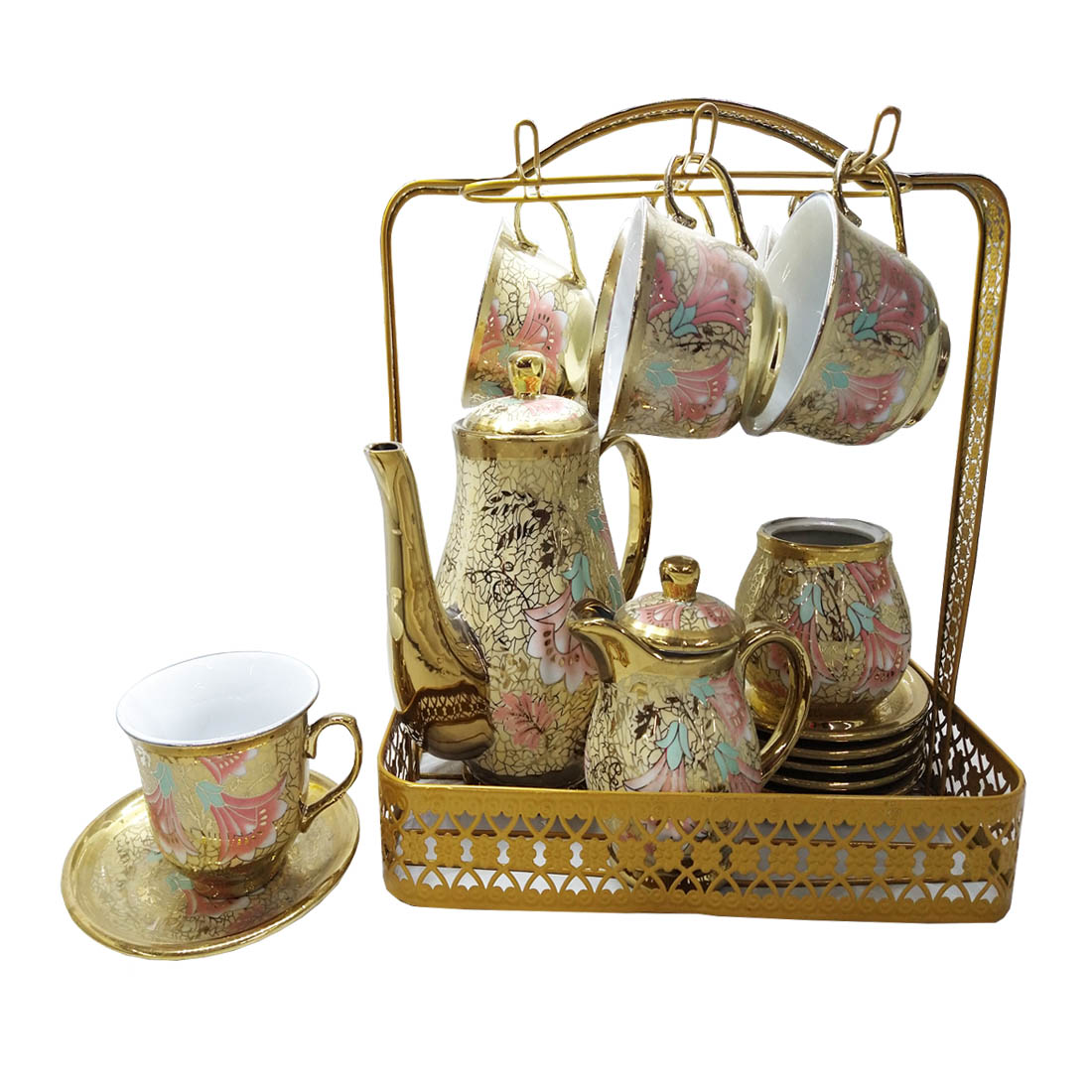 Juego De Tazas Cafe Té Vintage 16 Piezas Grande Cerámica