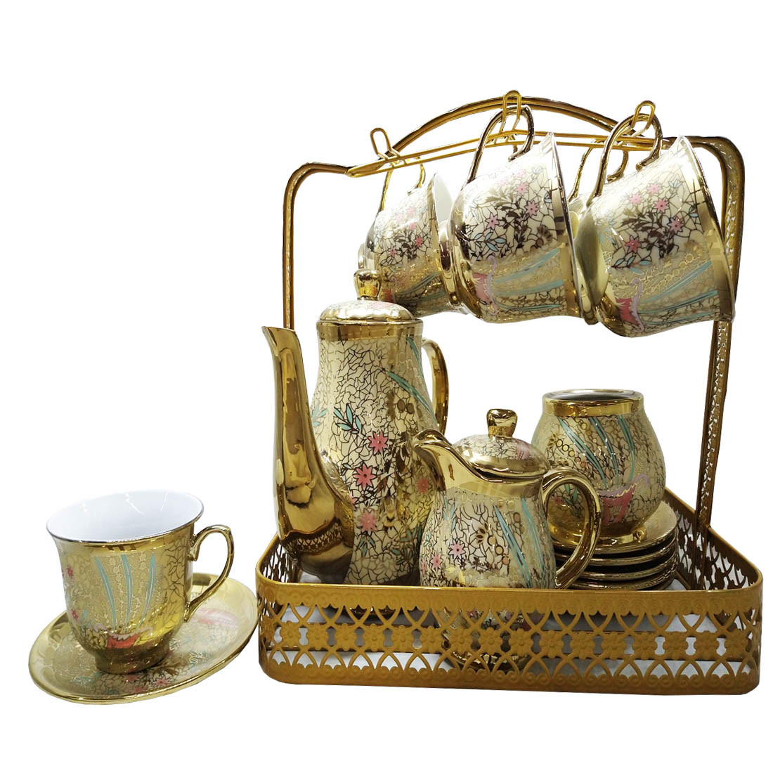 Juego De Tazas Cafe Té Vintage 16 Piezas Grande Cerámica