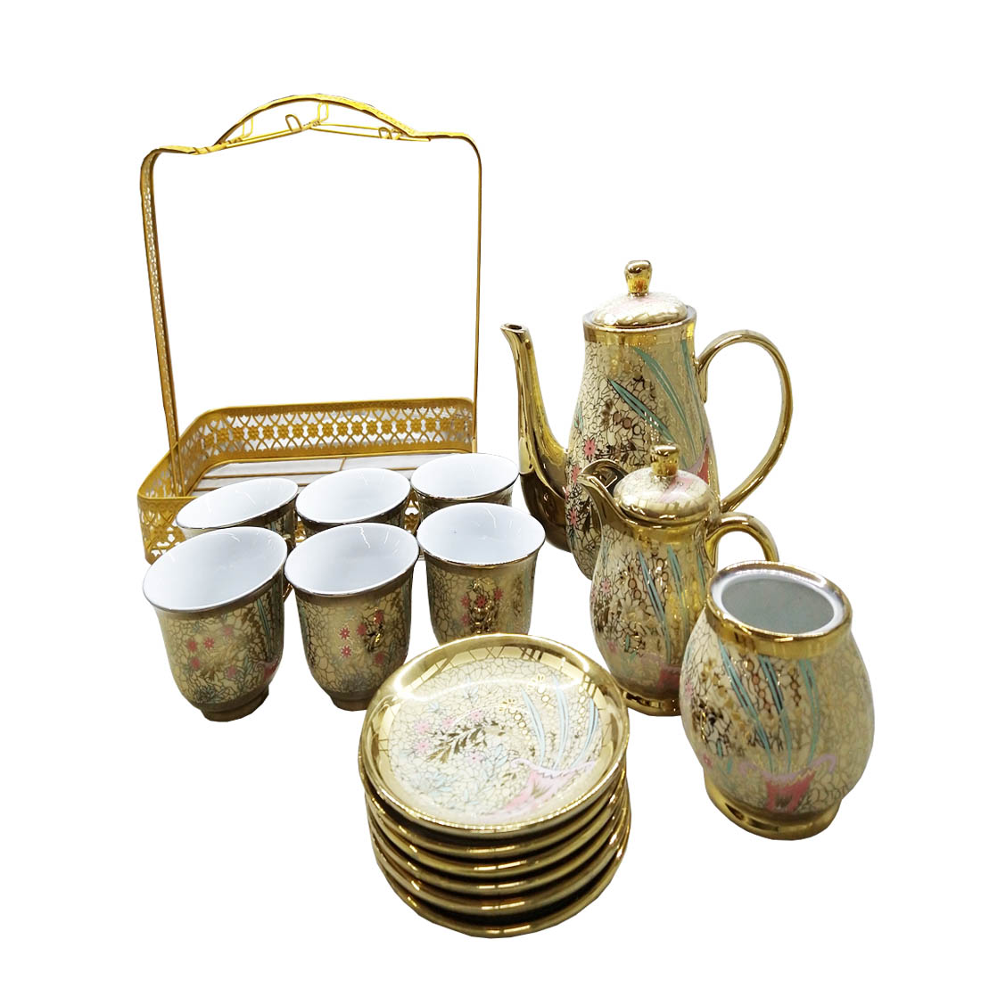 Juego De Tazas Cafe Té Vintage 16 Piezas Grande Cerámica