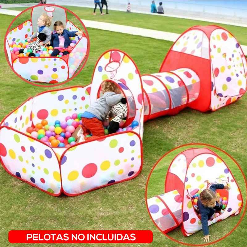 Tunel Alberca Gusano Pelotas Casa Didactico 3 En 1 Canasta