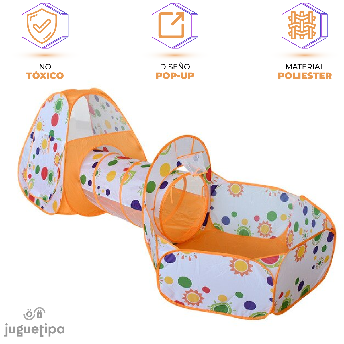 Tunel Alberca Gusano Pelotas Casa Didactico 3 En 1 Canasta