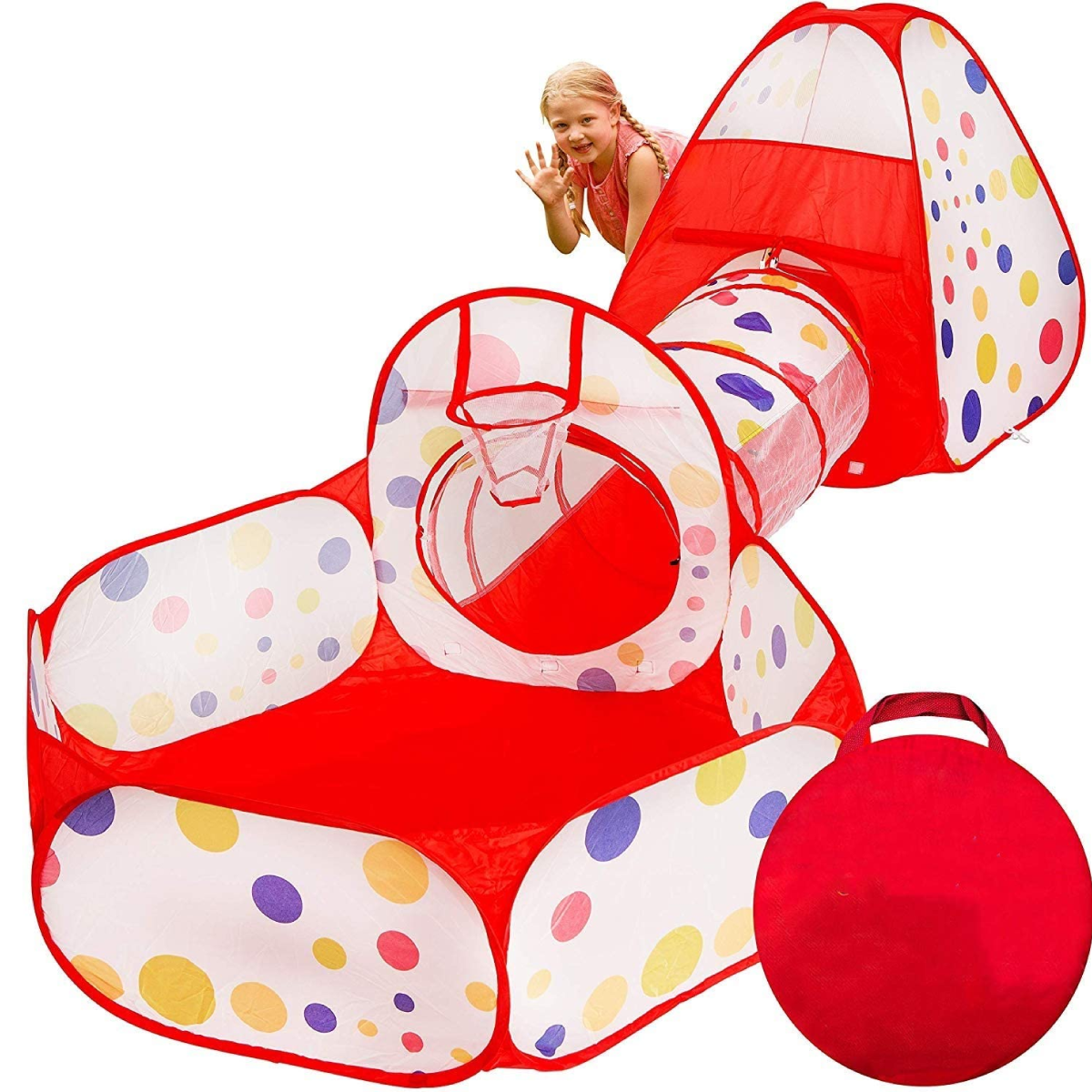 Tunel Alberca Gusano Pelotas Casa Didactico 3 En 1 Canasta