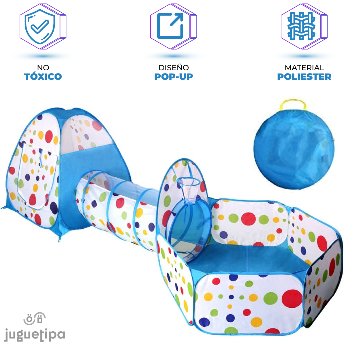 Tunel Alberca Gusano Pelotas Casa Didactico 3 En 1 Canasta