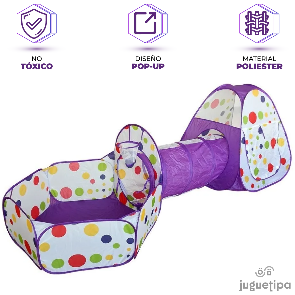 Tunel Alberca Gusano Pelotas Casa Didactico 3 En 1 Canasta