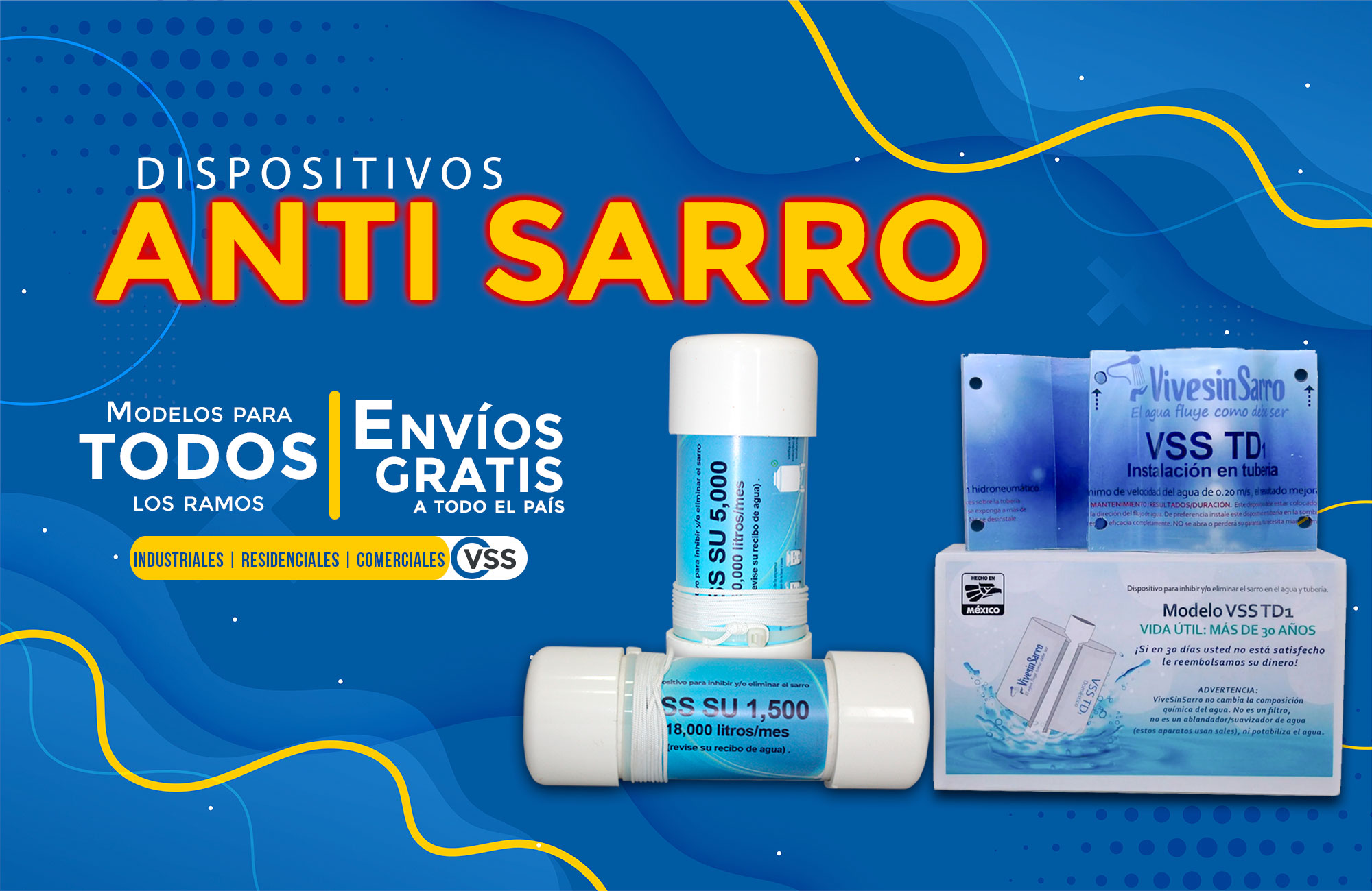 VSS TD1 Dispositivo anti sarro para tubería previene y elimina al instante el sarro en el agua.