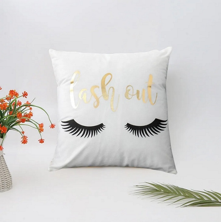 Juego 3 Fundas para Cojín Sillón Recámara Peluche Terciopelo Decoración Nórdica Dorado Rosa