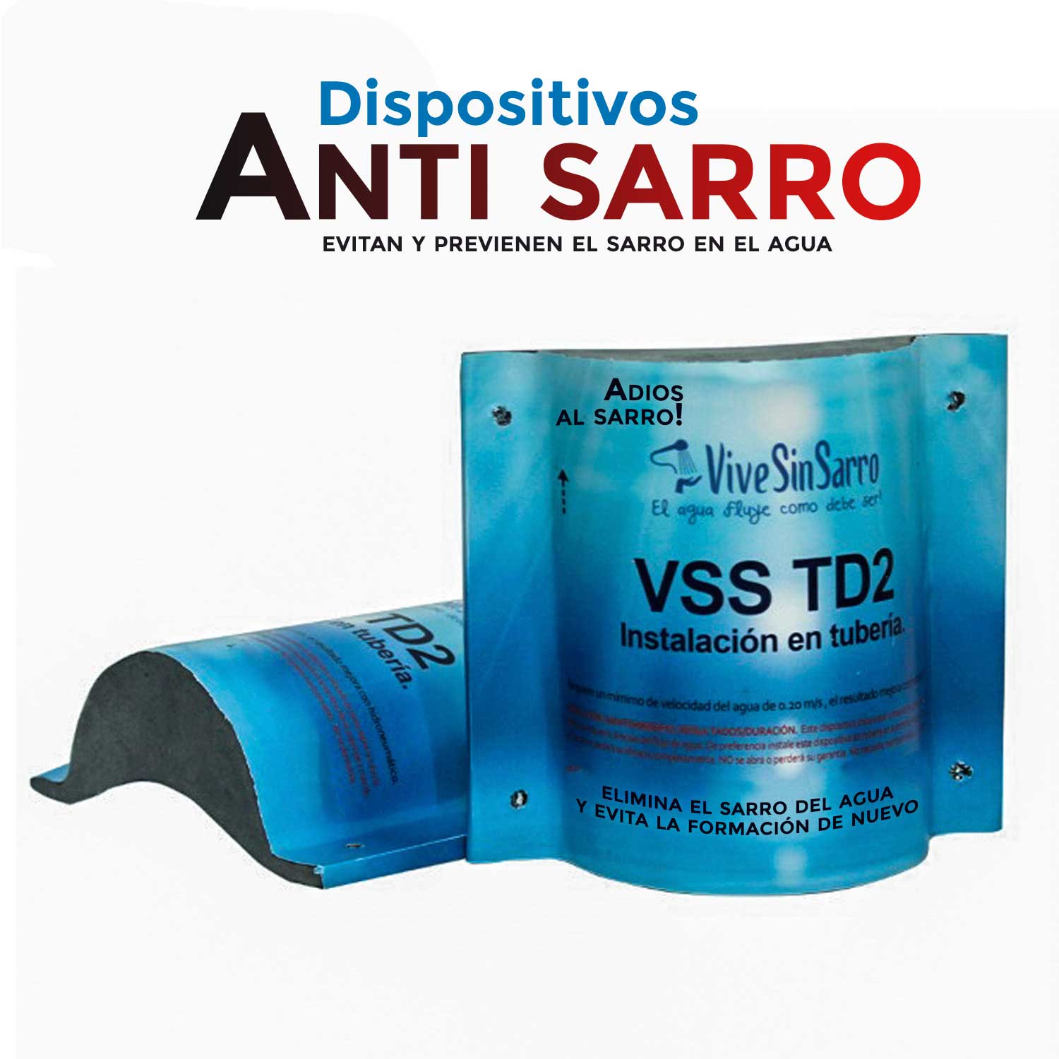 VSS TD2 Dispositivo anti sarro para tubería previene y elimina al instante el sarro en el agua para industria o comercio.