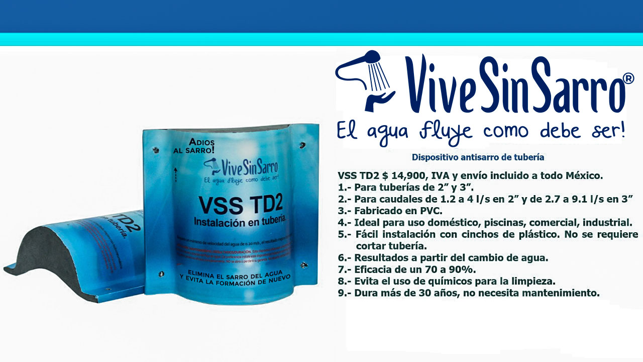 VSS TD2 Dispositivo anti sarro para tubería previene y elimina al instante el sarro en el agua para industria o comercio.