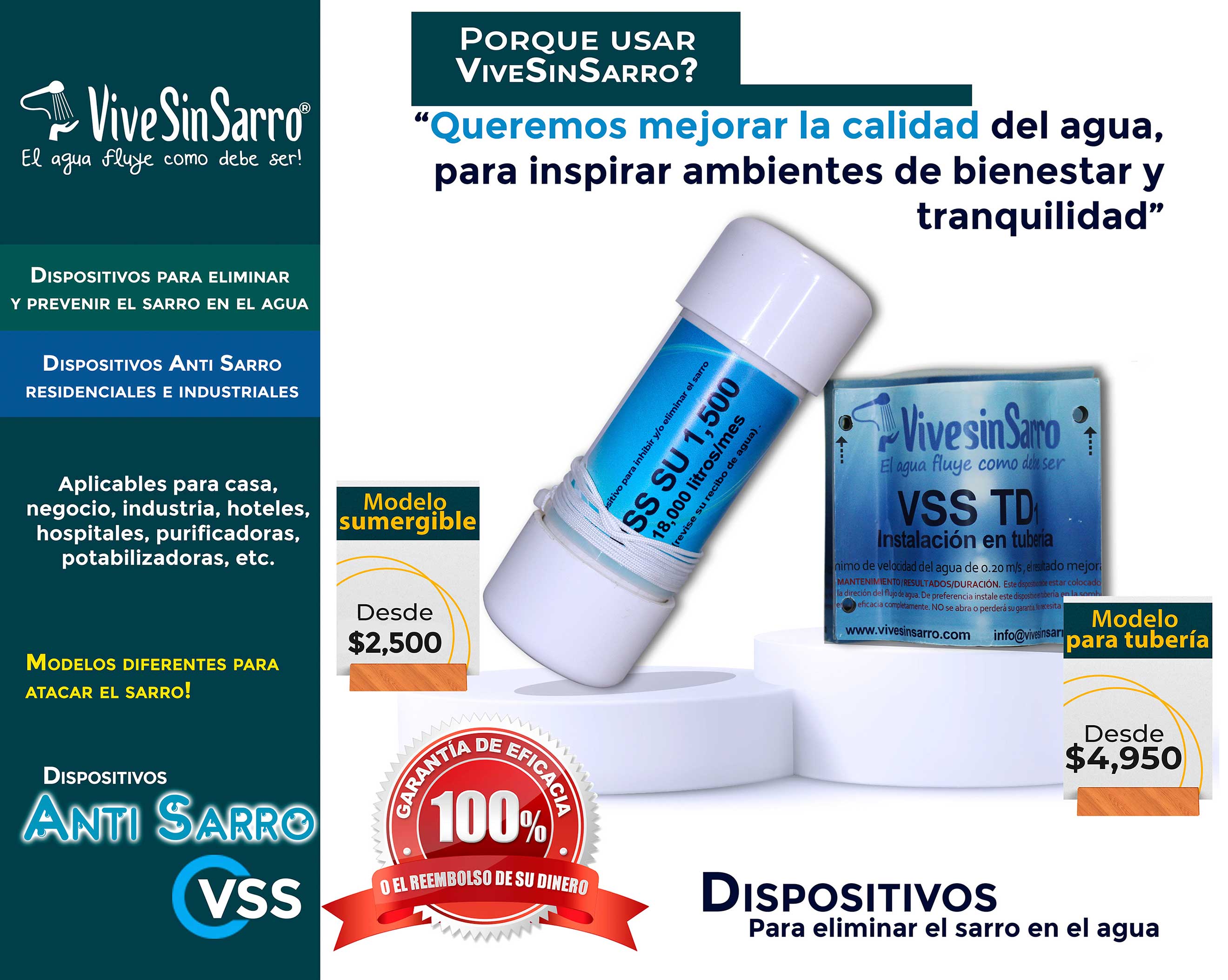 VSS TD2 Dispositivo anti sarro para tubería previene y elimina al instante el sarro en el agua para industria o comercio.