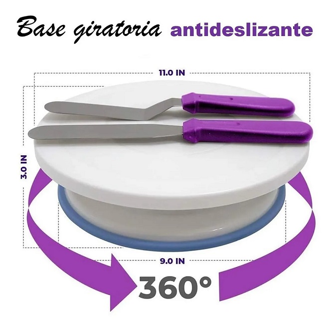 Kit para Decoración de Pasteles Duyas Rusas Base Giratoria Peines Morado 